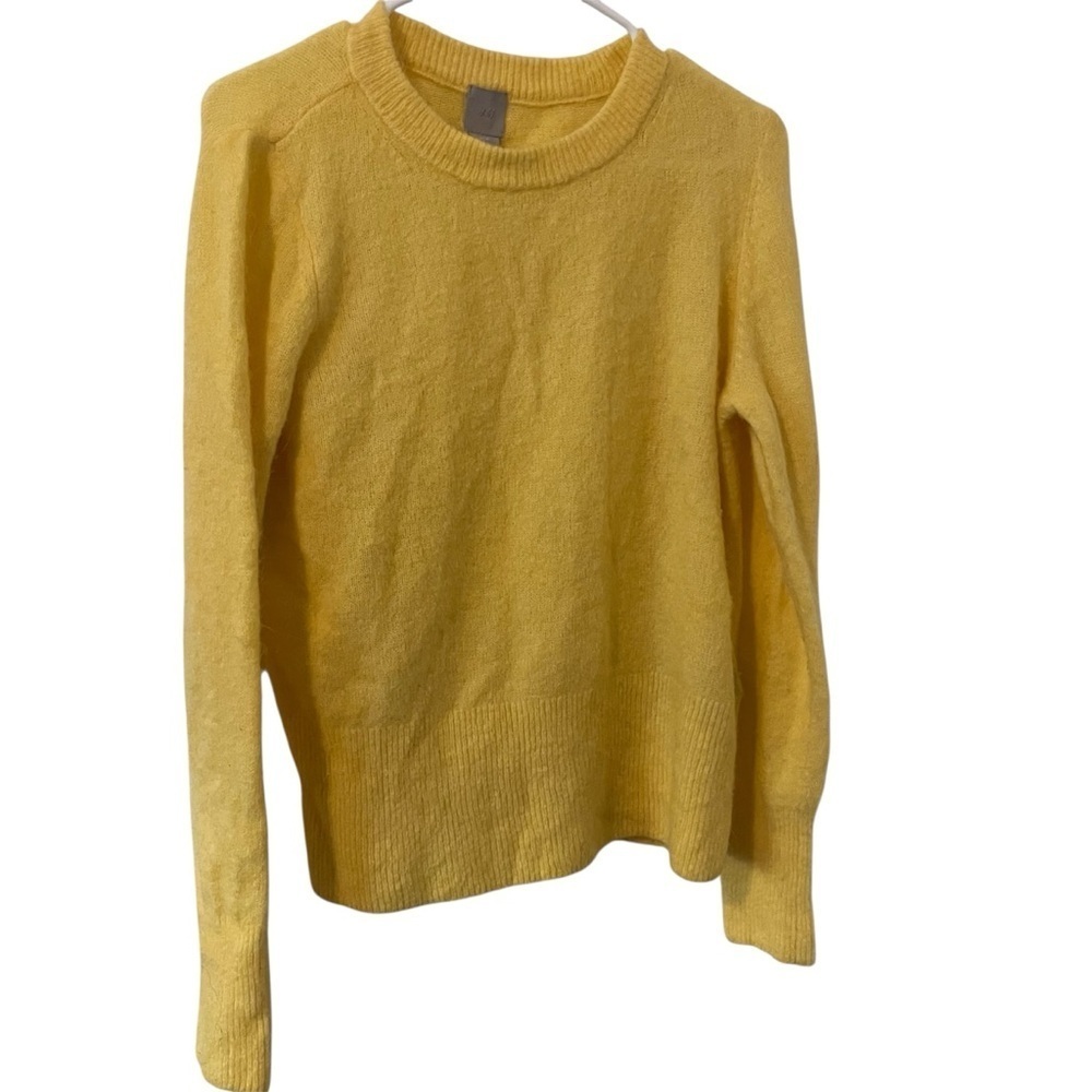 H&M Women’s Yellow Sweater Acrylic Alpaca Wool Crewneck Pullover Medium